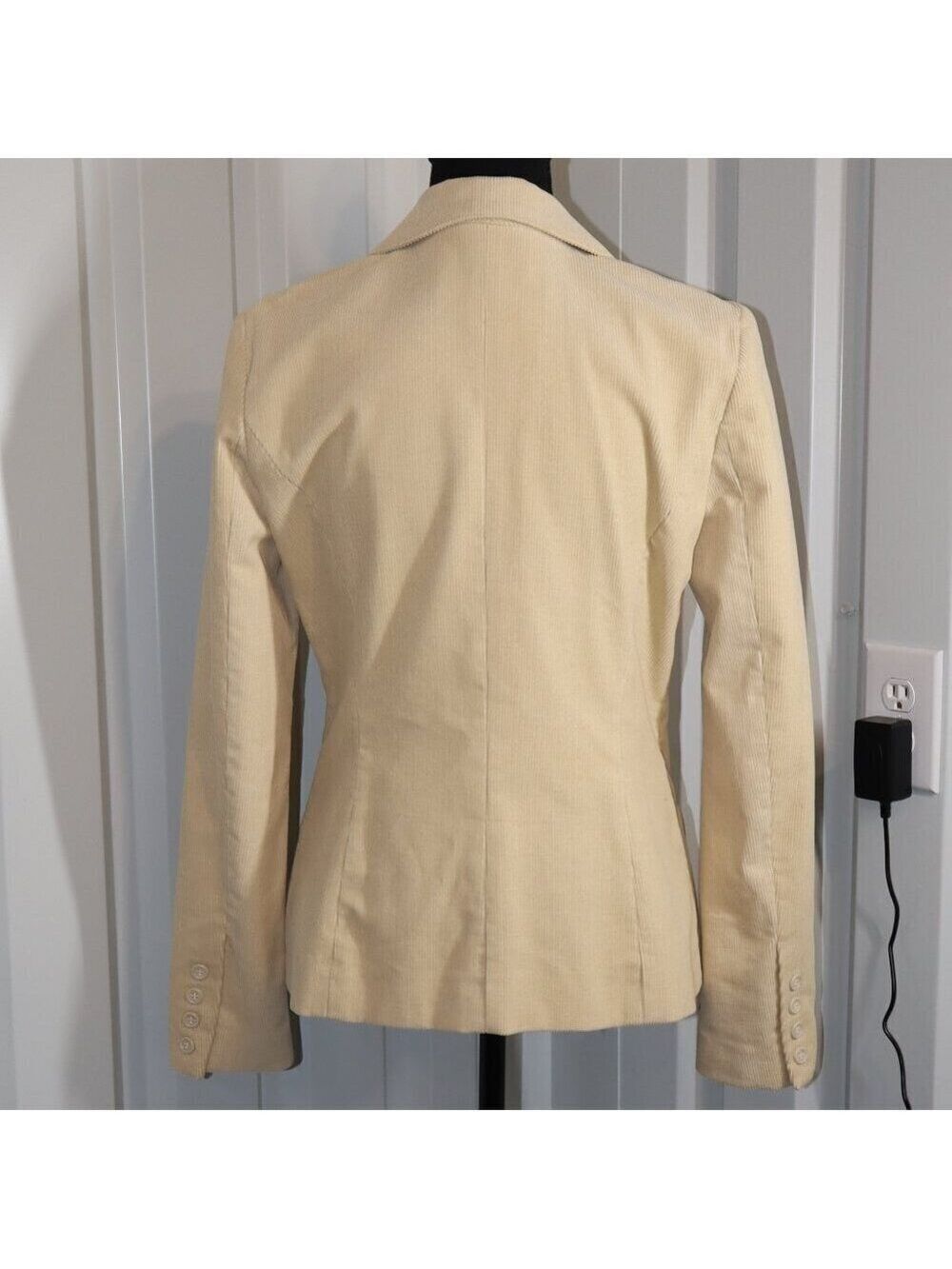 Juicy Couture Vintage Y2K Corduroy Blazer Cream Two Button Size Lg Made in USA - Picture 2 of 9